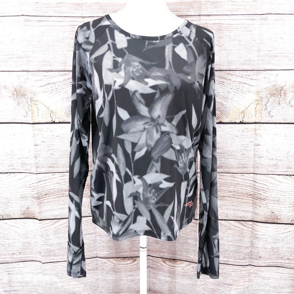 Reel Life Black and Grey Long Sleeve UV Top Stretch Lightweight Size L